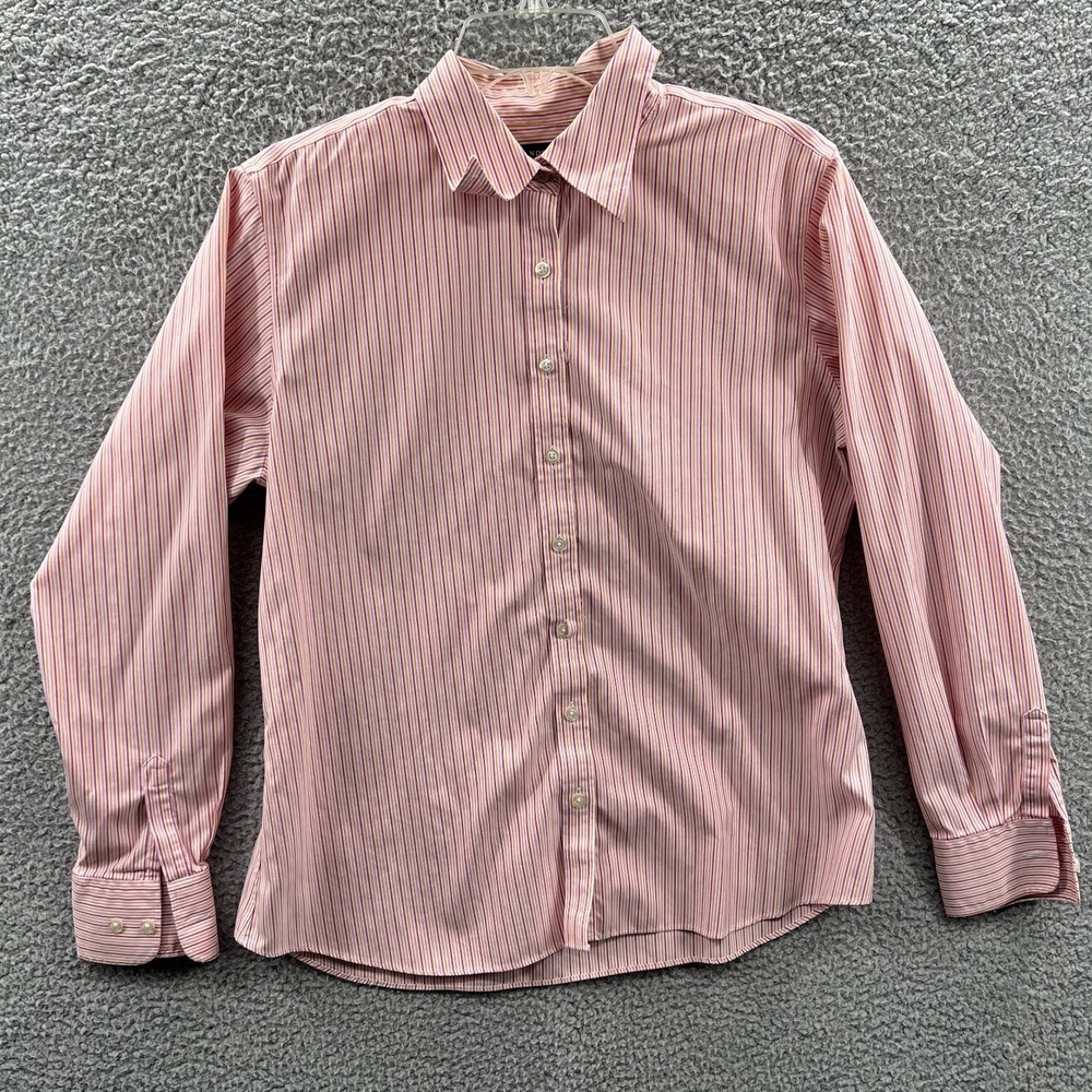 Lands End Womens Button Front Shirt 12 Stripe Preppy Career Office Old Money